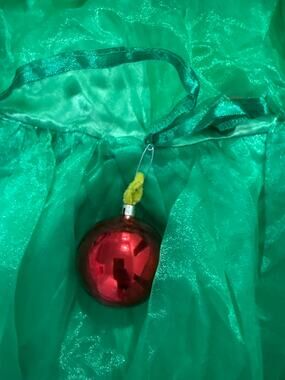 Girl's Christmas Tree Dress With Attached Ornaments Size 12/14